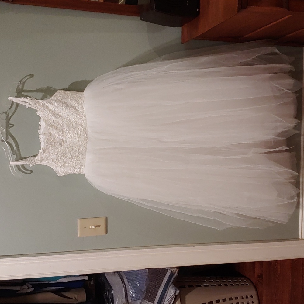 Girls Abaowedding White Flower Girl dress Size 10-11